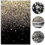 WOLADA Black and Gold Backdrop Golden Glitter Backdrop for Photography Wedding Birthday Baby Shower Party Photo Studio 5x7FT 11412 - Image 4