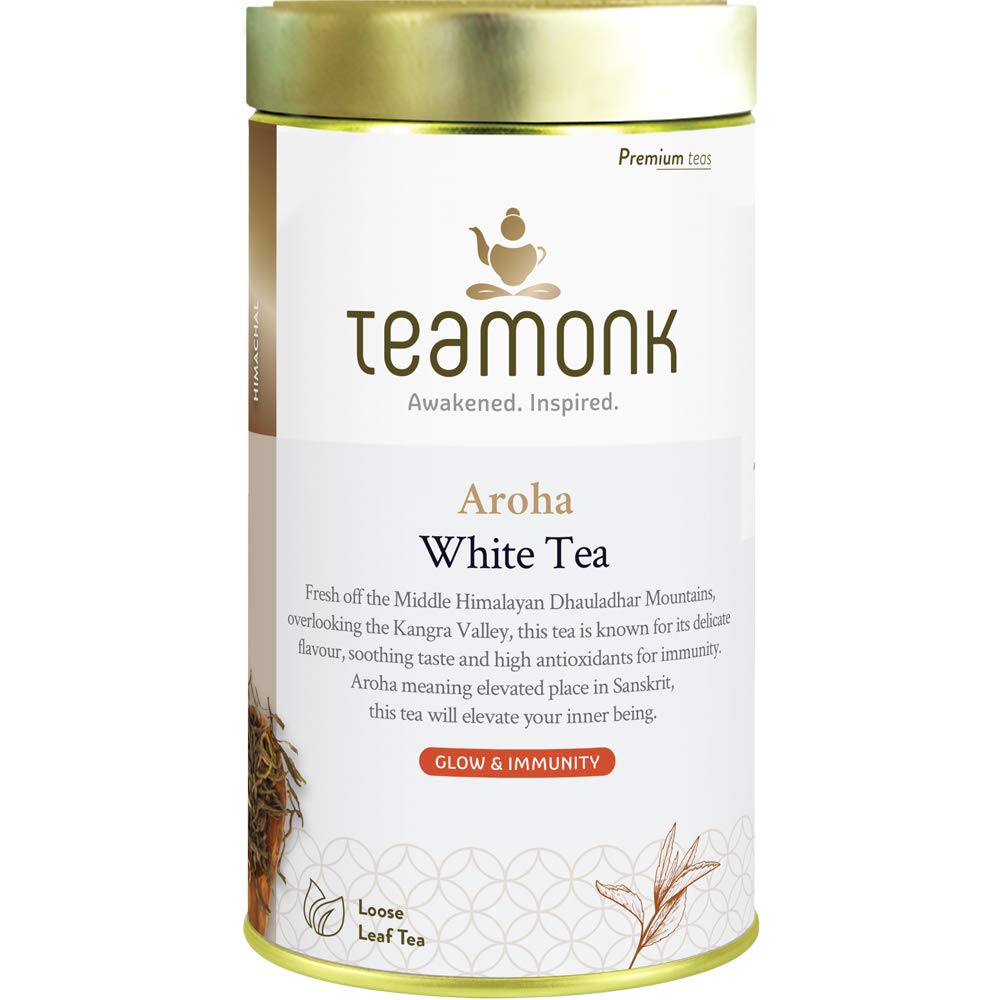 Teamonk Aroha Himalayan White Tea Leaves Box - 75 gm Bag with Whole Loose Leaf Tea (Makes 37 cup of Tea). Tea Pack Rich in Antioxidants, Best for Glowing Skin (B08HMZR5R7) Amazon Price History, Amazon Price Tracker