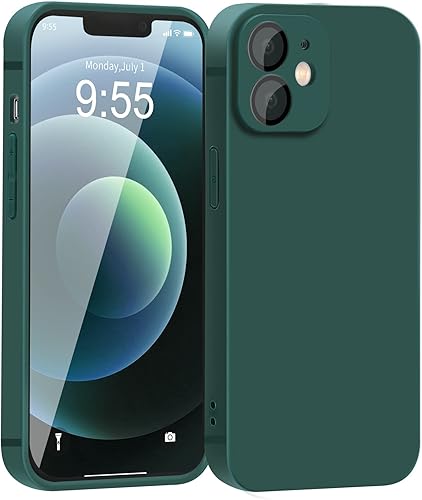 Miniatura 1 de YZR Funda de silicona para iPhone 12 de 6.1 pulgadas, protección individual para cada lente, funda de silicona líquida con forro de microfibra