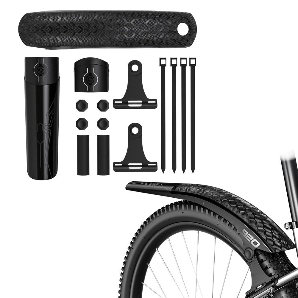 VRTYVEYBB Bicycle Mudguard Set Mountain Bike Front Rear for Fenders Quick Release Wide Coverage Compatible With 26 27.5 29 Inch Wheels Adjustable Angle Black, Mountain Bike Mud Guard(rear+front)