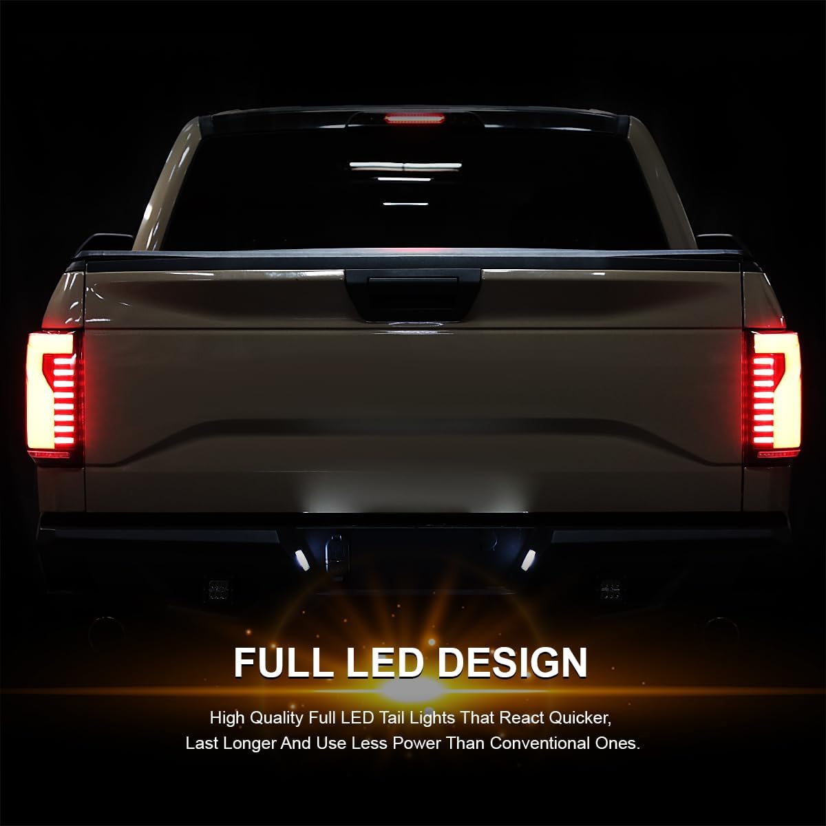 SPEC-D TUNING Black Smoke Lightning Style LED Tail Lights w/Red LED Sequential Turn Signal and Startup Animation Compatible with 2015-2017 Ford F150, Left + Right Pair Assembly