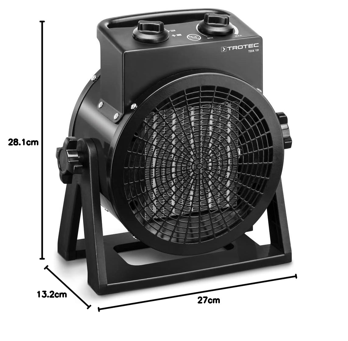 TROTEC Chauffage soufflant céramique TDX 19 jusqu'à 3 kW de puissance protection contre la surchauffe moteur de ventilateur avec protection thermique