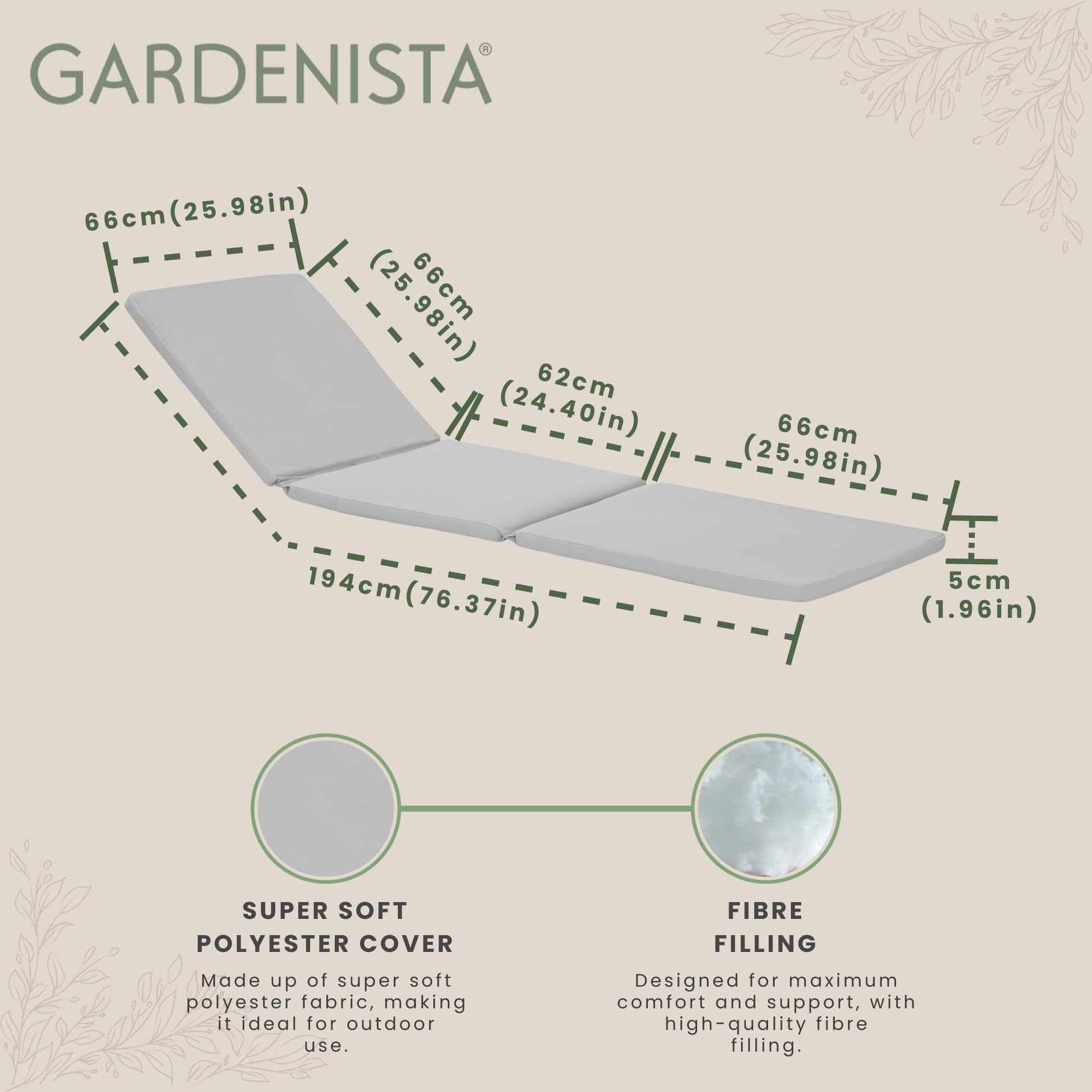 Gardenista Allibert Keter Daytona - Almohadilla de repuesto para tumbona de jardín, resistente al agua, para silla reclinable, muebles de patio (color gris)