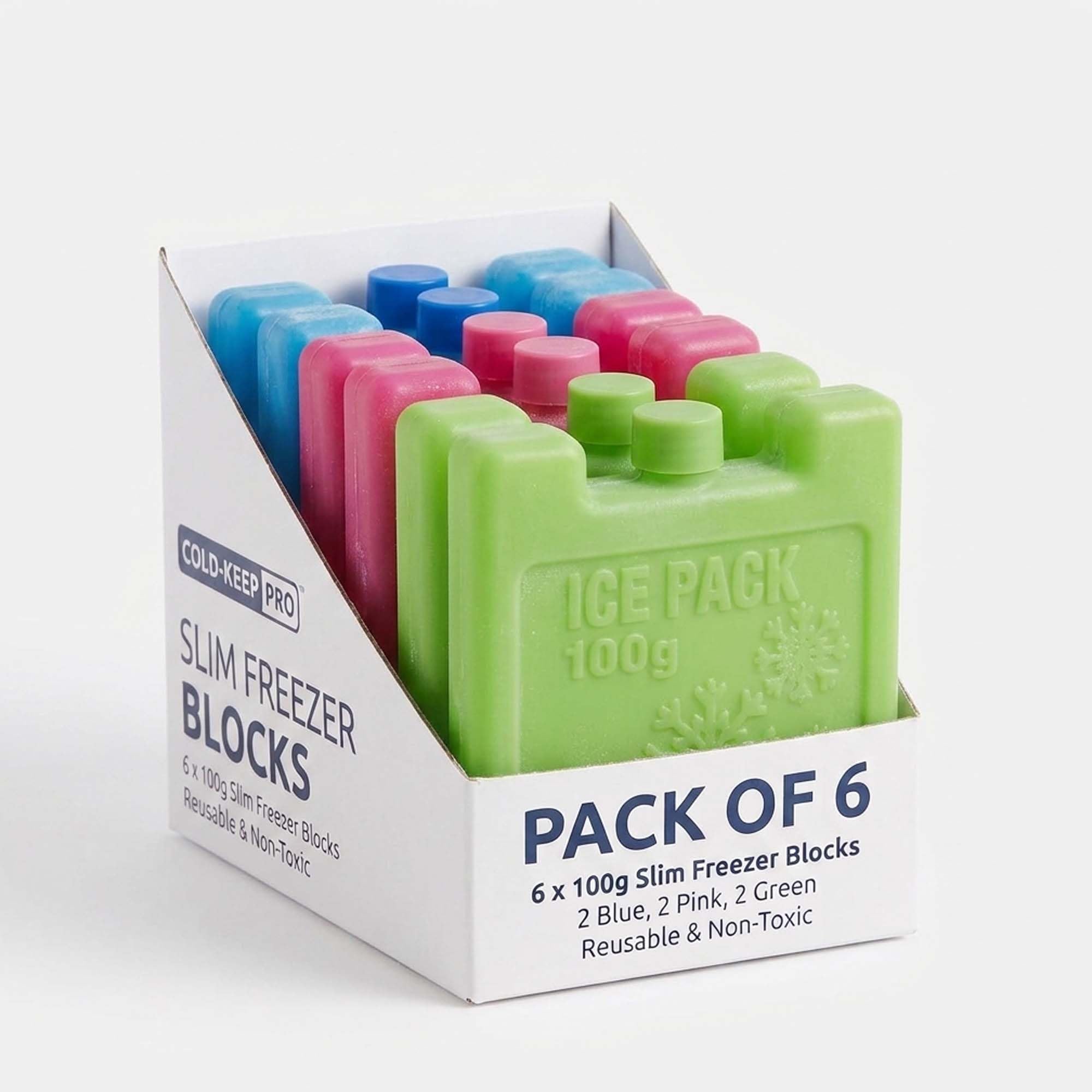 Mini Freezer Blocks for Cool Bags (6 pack) Assorted Reusable Ice Packs for Cool Bags for Lunch Boxes, Travel, Picnic & Camping | Long Lasting Cooling Gel Pads Keeps Food & Drinks Fresh for Hours
