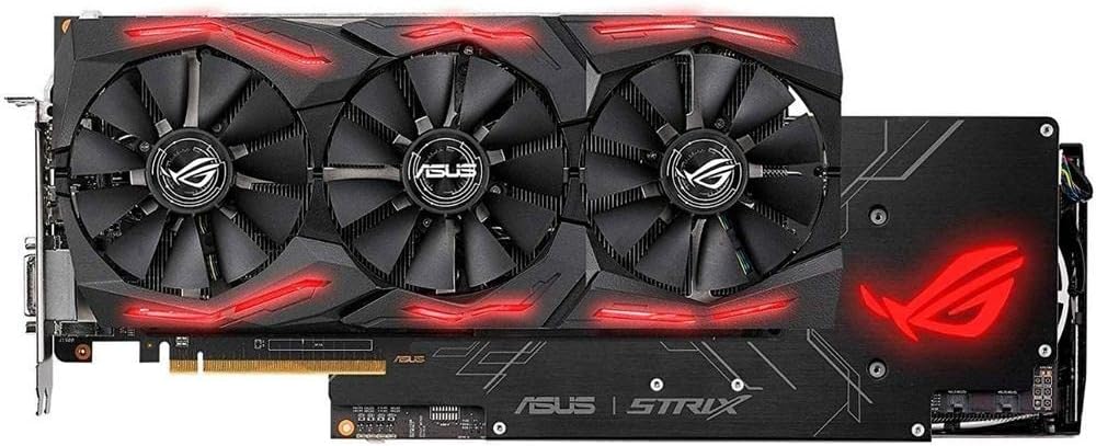Top view of ASUS ROG Strix RX Vega 64 Graphics Card with power connectors