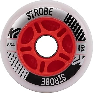 K2 Strobe 85a Inline Skate Wheels White/Red 2 Pack