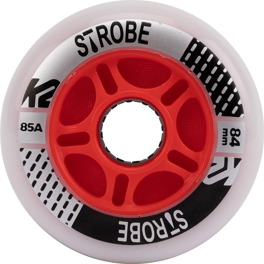 K2 Skate Unisex - Adult Strobe 84 mm 2 Pack Light Inline Skate Wheels, White