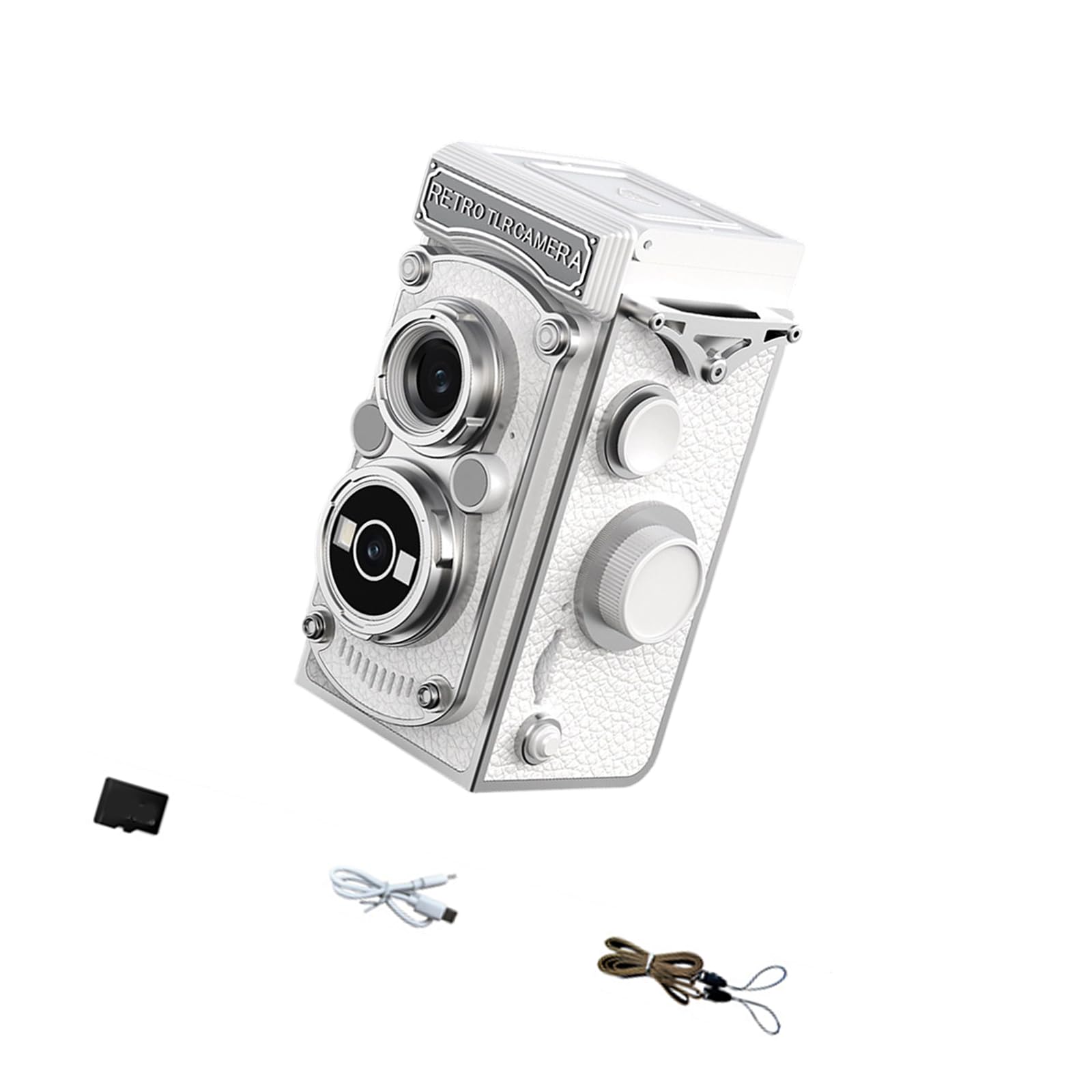 Fotocamera digitale di design con schermo inclinabile, capacità 32 GB, luce integrata e supporto per fotocamera tradizionale