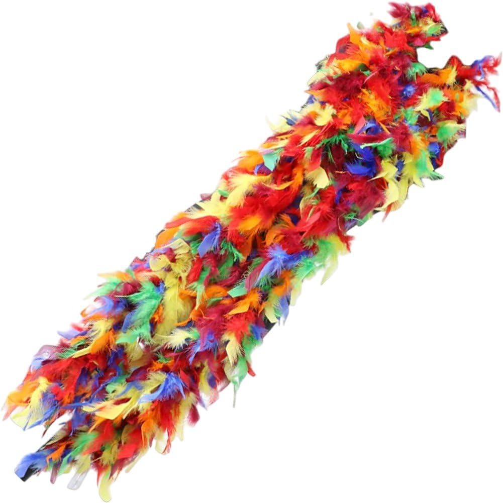 Boa de plumas de pavo multicolor, cinta esponjosa suave y bufandas de fiesta
