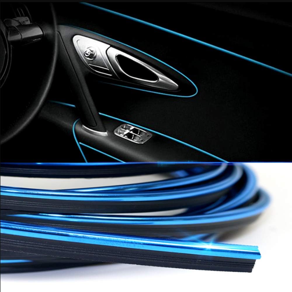 Car Interior Trim Strips - 16.4ft Universal Car Gap Fillers Automobile Moulding Line Decorative Accessories DIY Flexible Strip Garnish Accessory with Installing Tool (5M-Blue) : Automotive