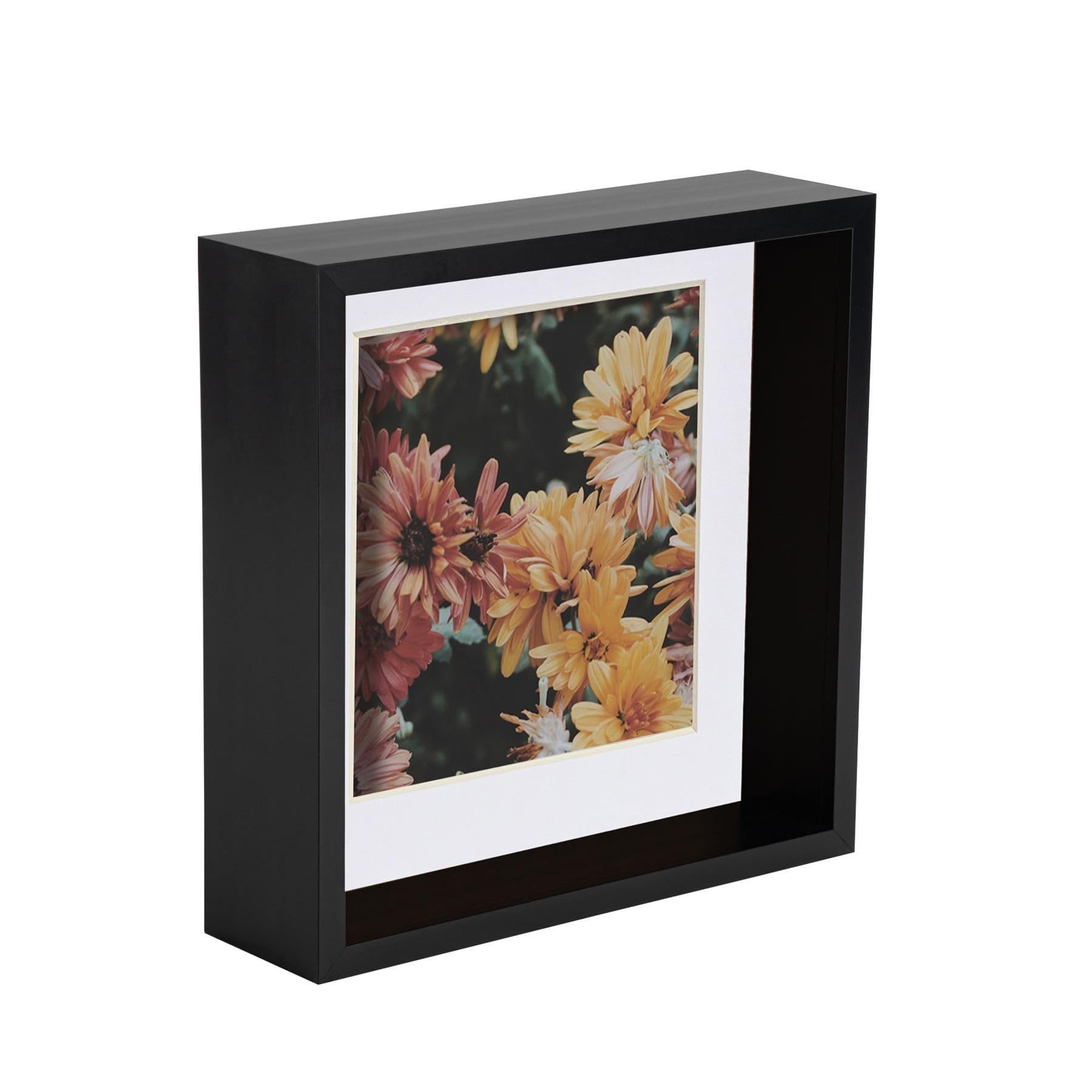 Nicola Spring 8 X 8" Deep Photo FrameBlack/white Mount3D Deep Box Picture Frame Display Case (22.5 X 22.5Cm) from B&Q