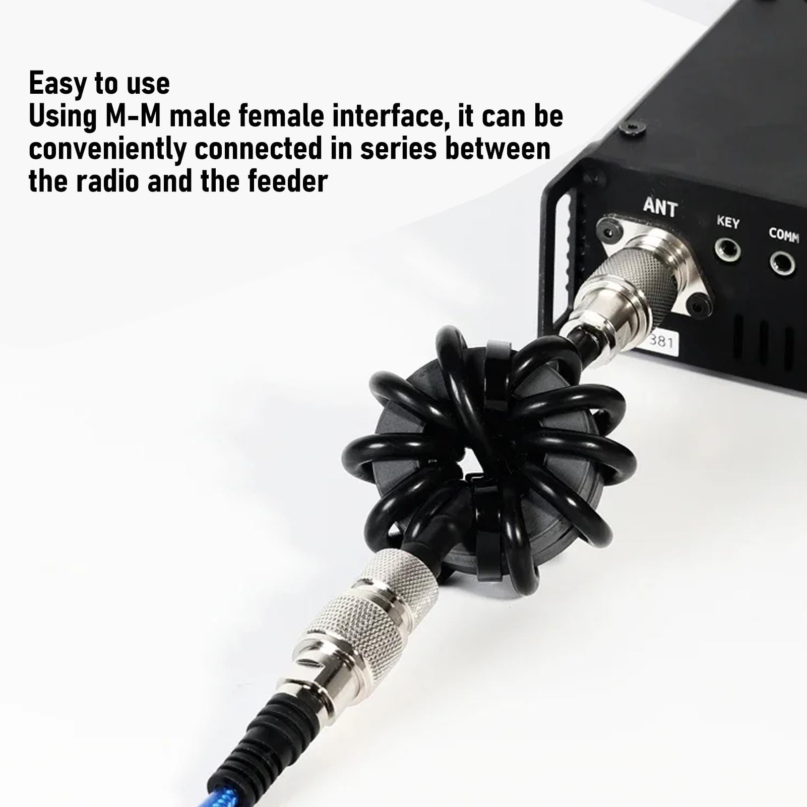 Tosuny EM25 Shortwave Choke Balun, Filtro de Ruido RF de 1.8-30MHz con PL-259 Al Conector SO-239, Choke de Modo Común Pep de 100W para la Comunicación de Antena de Radio Ham