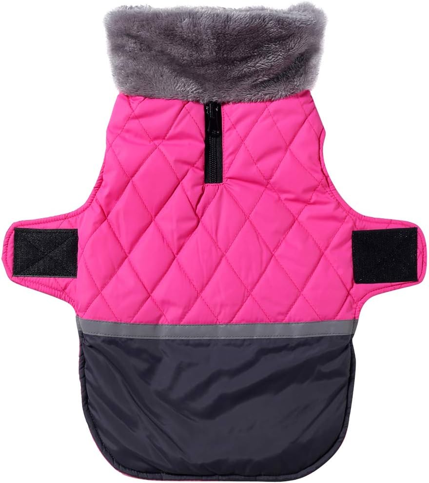JoyDaog Chaqueta de forro polar reversible para perros pequeños, impermeable y cálida, para el frío invierno