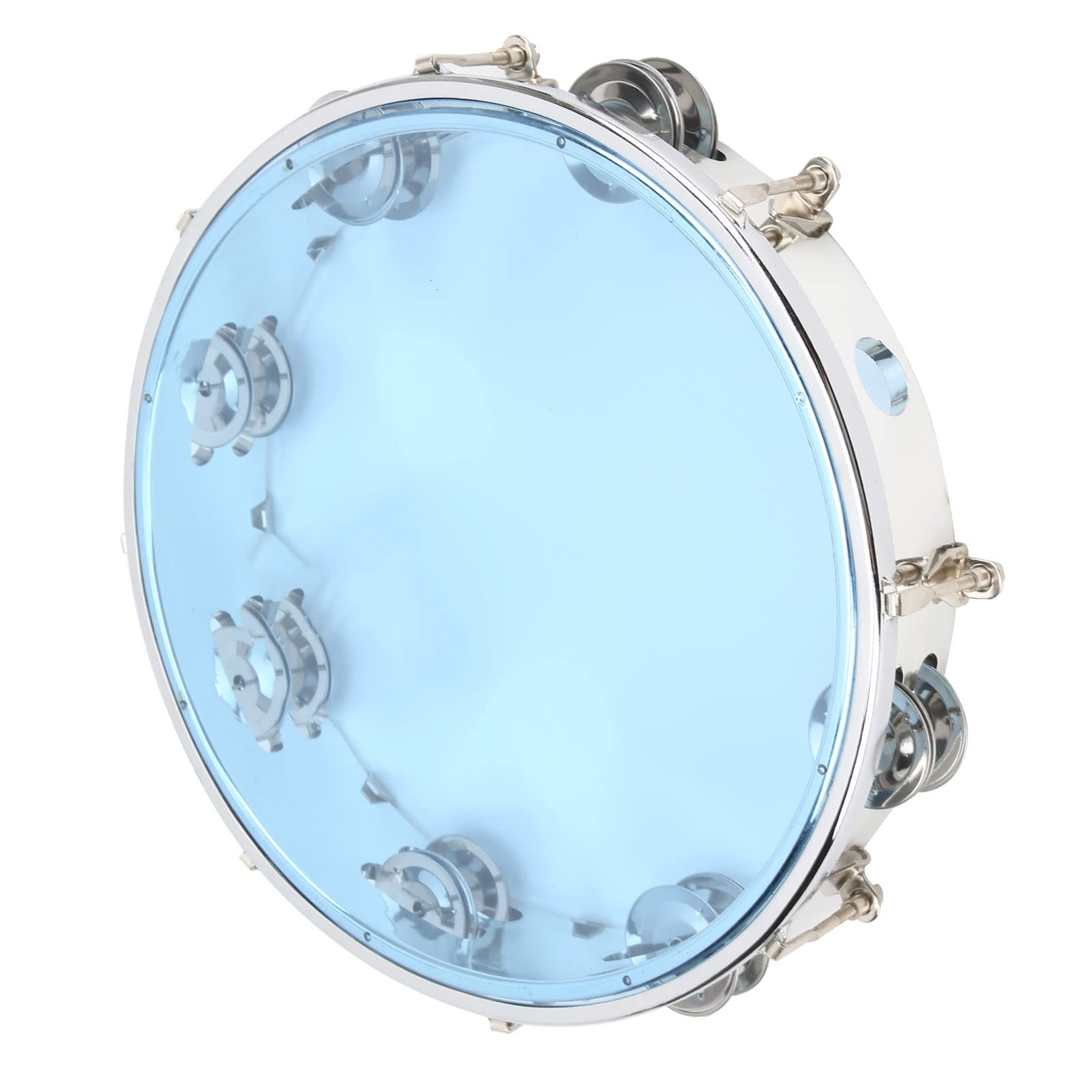 Tambourin à Main à Double Rangée à Réglage Automatique de 10 Pouces-couleur Bleue Transparente, pour les Musiciens et (BLUE)