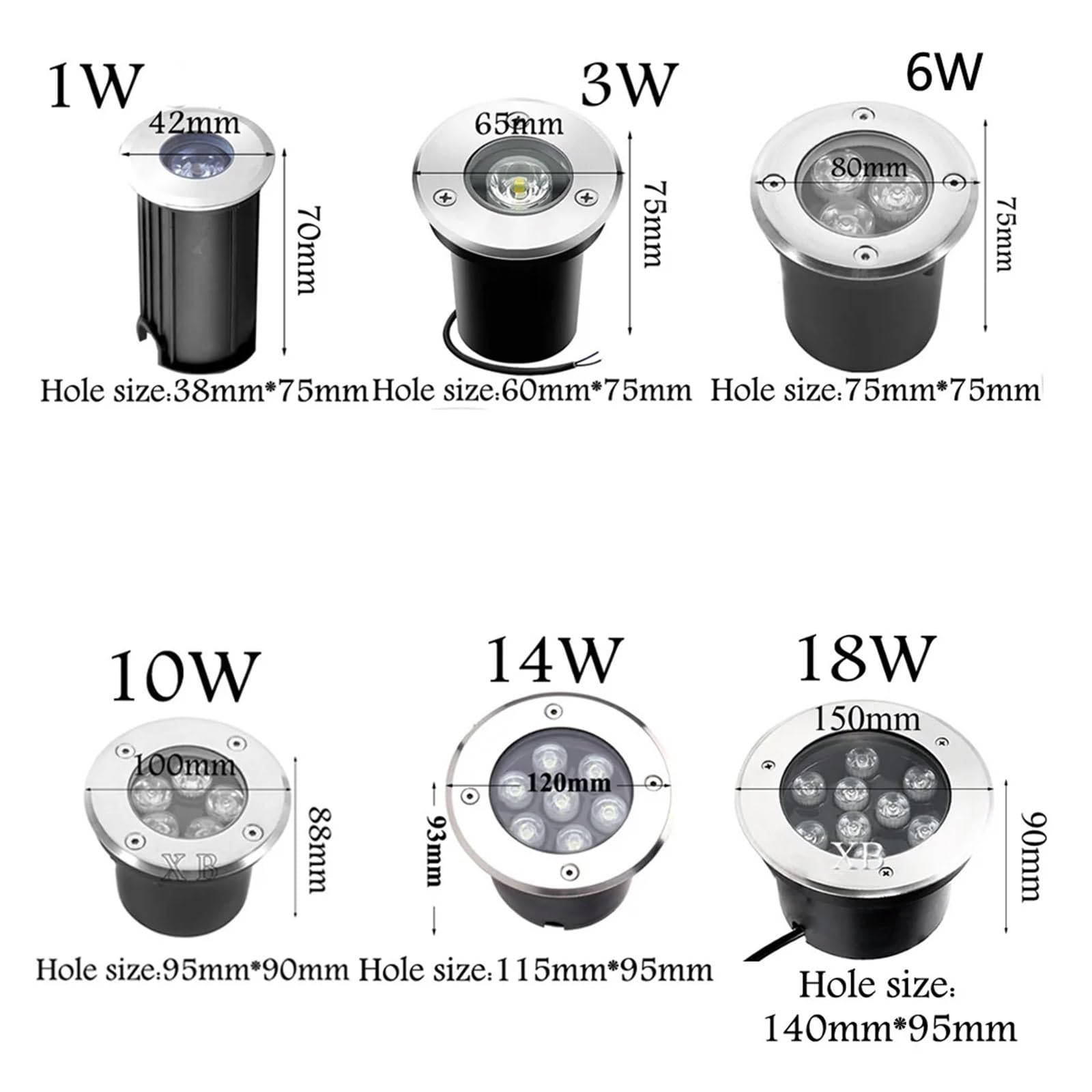 eufeifeiegds Wasserdichte LED-Gartenleuchten, 3 W, 5, 7, 9, IP68, for den Außenbereich, zur Verlegung im Erdreich, for Wege, 12 V DC, 85–265(Natural white 4000K,6W AC85-265V 80MM)