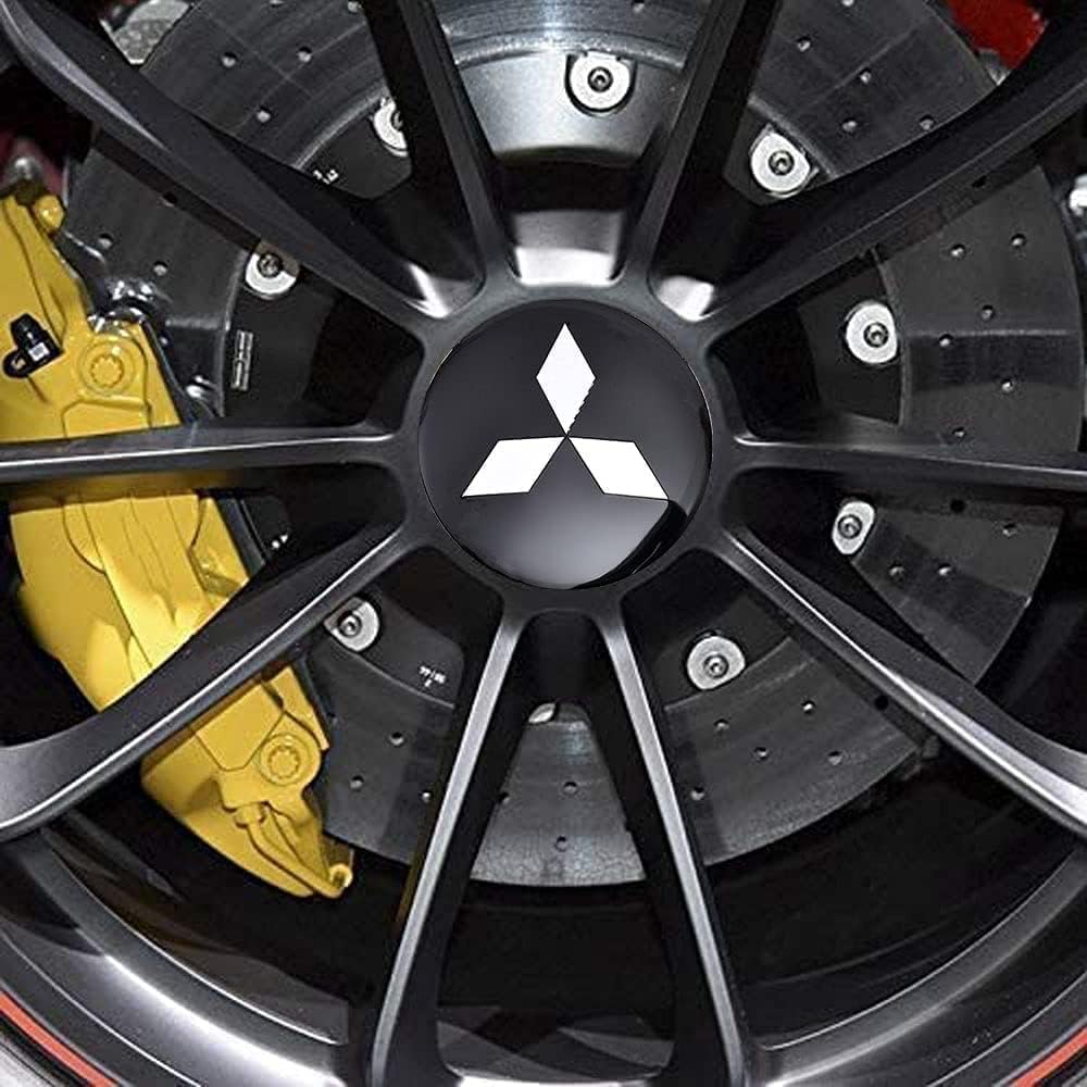4 Coprimozzi Adesivi Per Mitsubishi 60 Mm - Impermeabili, Antipolvere, Adesivo Forte, Colore Blu