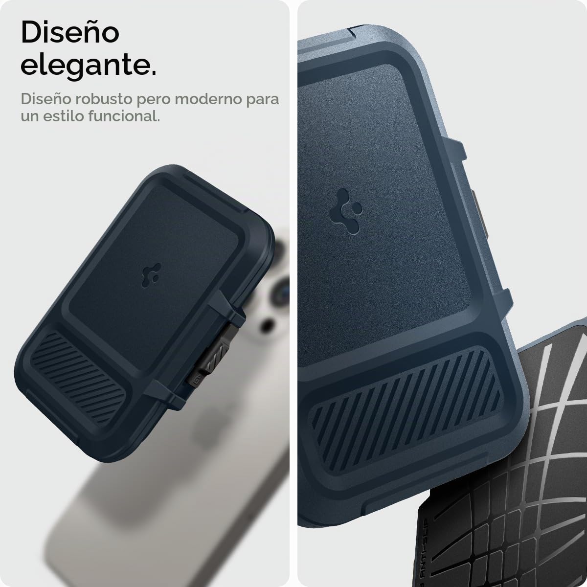 Spigen Cartera MagSafe Lock Fit MagFit Tarjetero Magnético con Kickstand Compatible con iPhone 17/16/15/14/13/12 MagSafe Wallet - Pizarra Metalica
