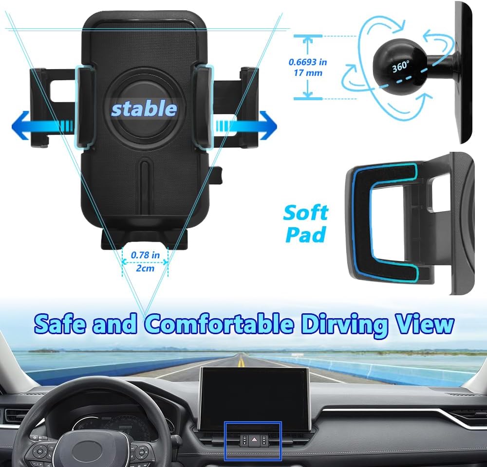 WAAPAK Car Phone Holder Mount 2019-2025 Toyota RAV4 Auto Accessories Interior Decoration Smartphone Thick Case Cradles Navigation Bracket iPhone