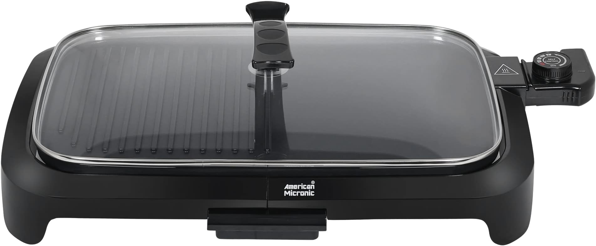 1500W Electric Barbeque Grill | Adjustable Temp 90°C–220°C | Non-Stick BBQ Griller | Indoor Smokeless Grill | Toughened Glass Lid | Oil Drip Tray | 15A Plug | AMI-BBQ-150Dx (Black)