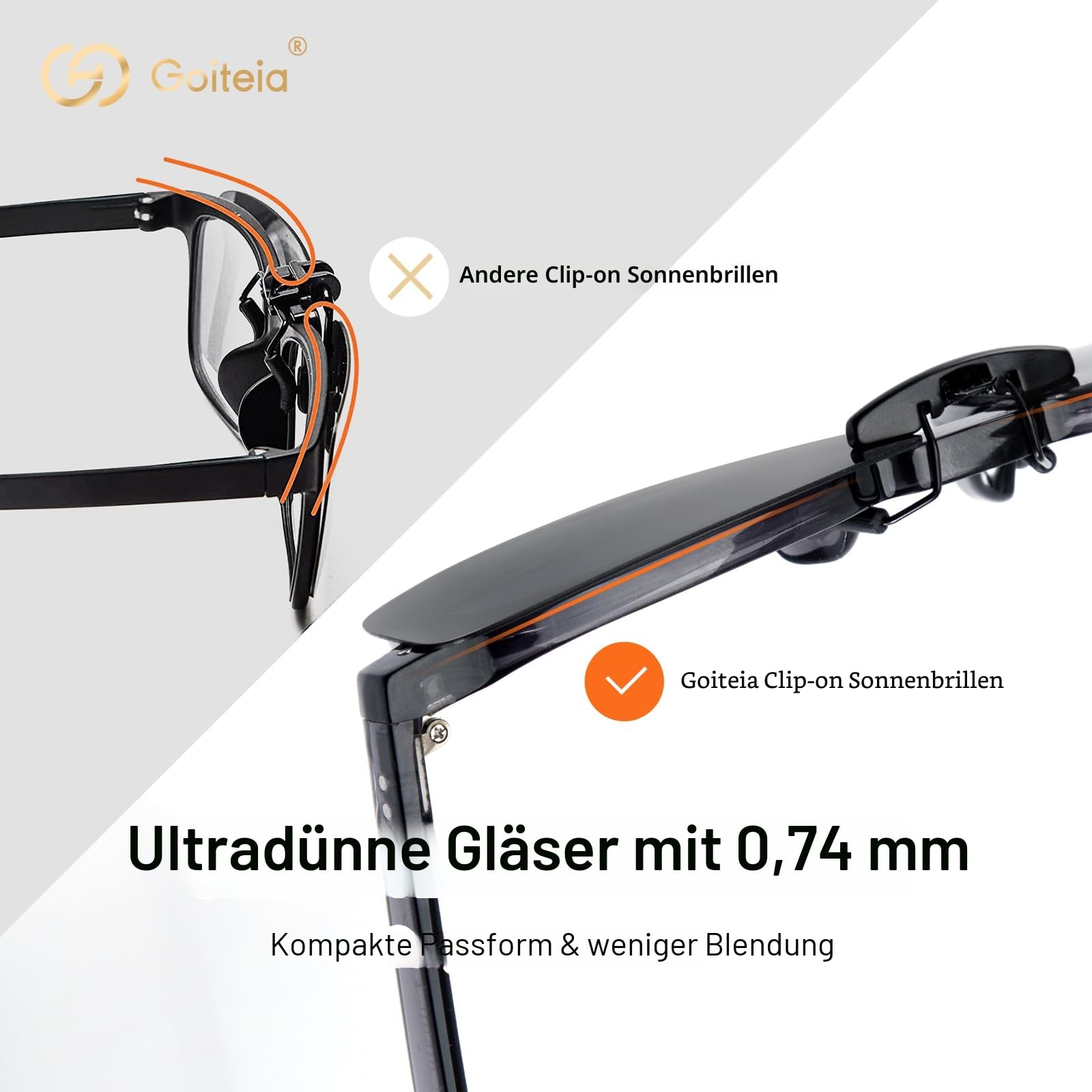 Goiteia Polarisierte Sonnenbrille Clip für Brillenträger - Sonnenbrille Zum Aufstecken Polarisiert, Sonnenbrillen Aufsatz Brille Damen Herren