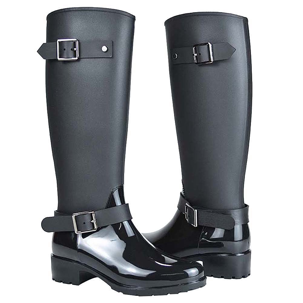 Femmes Élégant Neige Pluie Saison Haut Wellies Ajustable Boucle Sangle Au Genou Zip Bottes en Caoutchouc