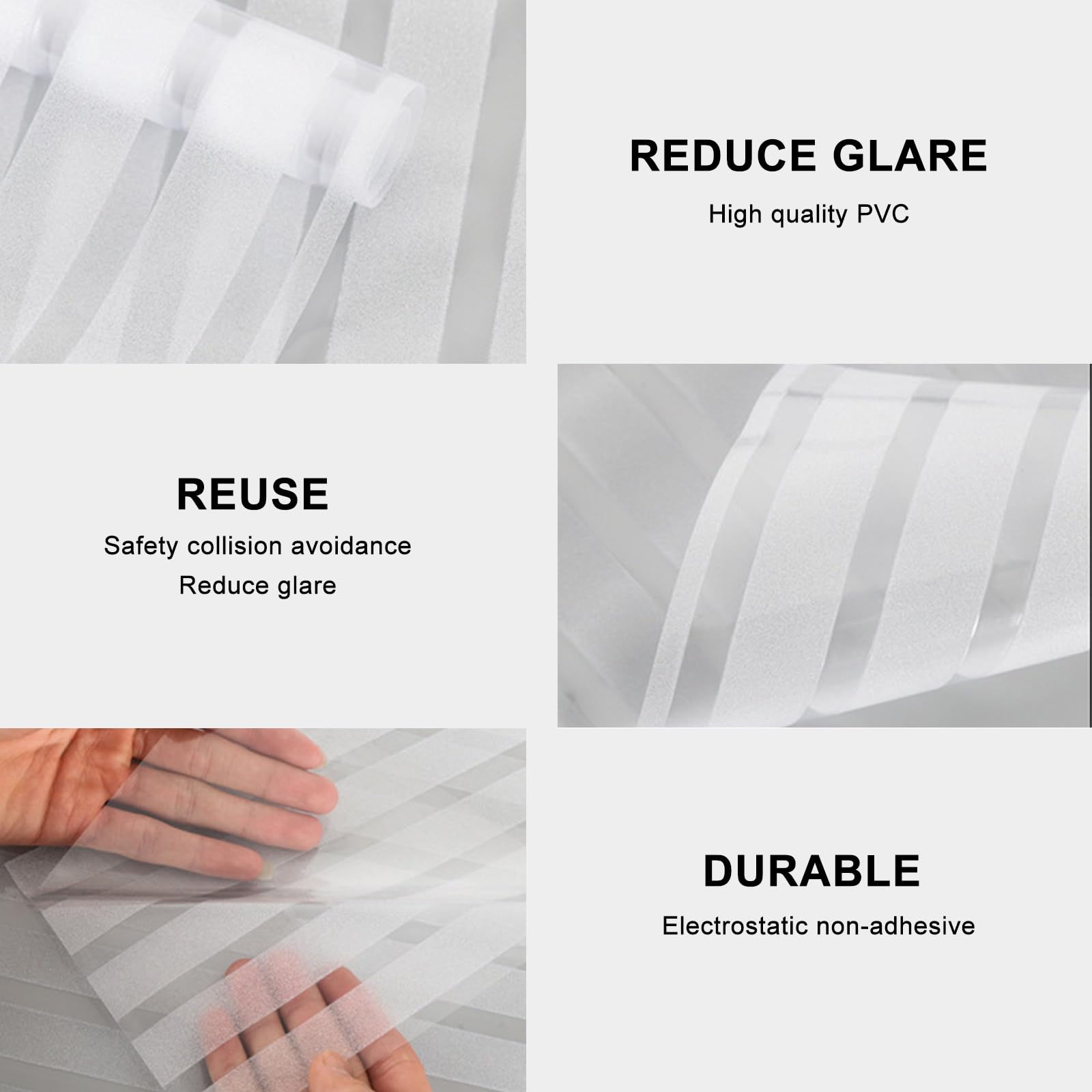 Window Film Privacy,Non Adhesive Static Cling 40 x 200 cm Privacy Film for Glass Windows,window film, Frosted Stripe Pattern for Office Home and Smooth Surfaces image_2