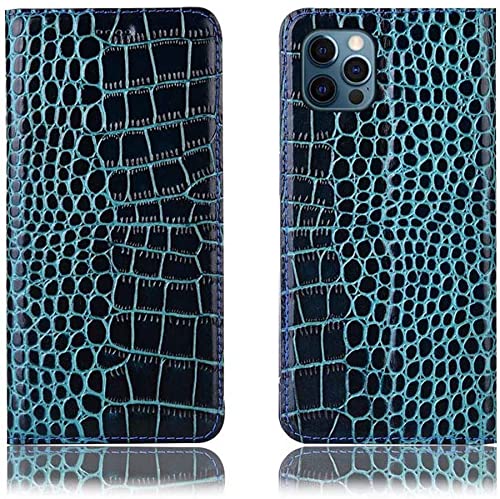 Coque à rabat iPhone 12 Pro bleu étui pratique avec fente carte pour sorties urbaines