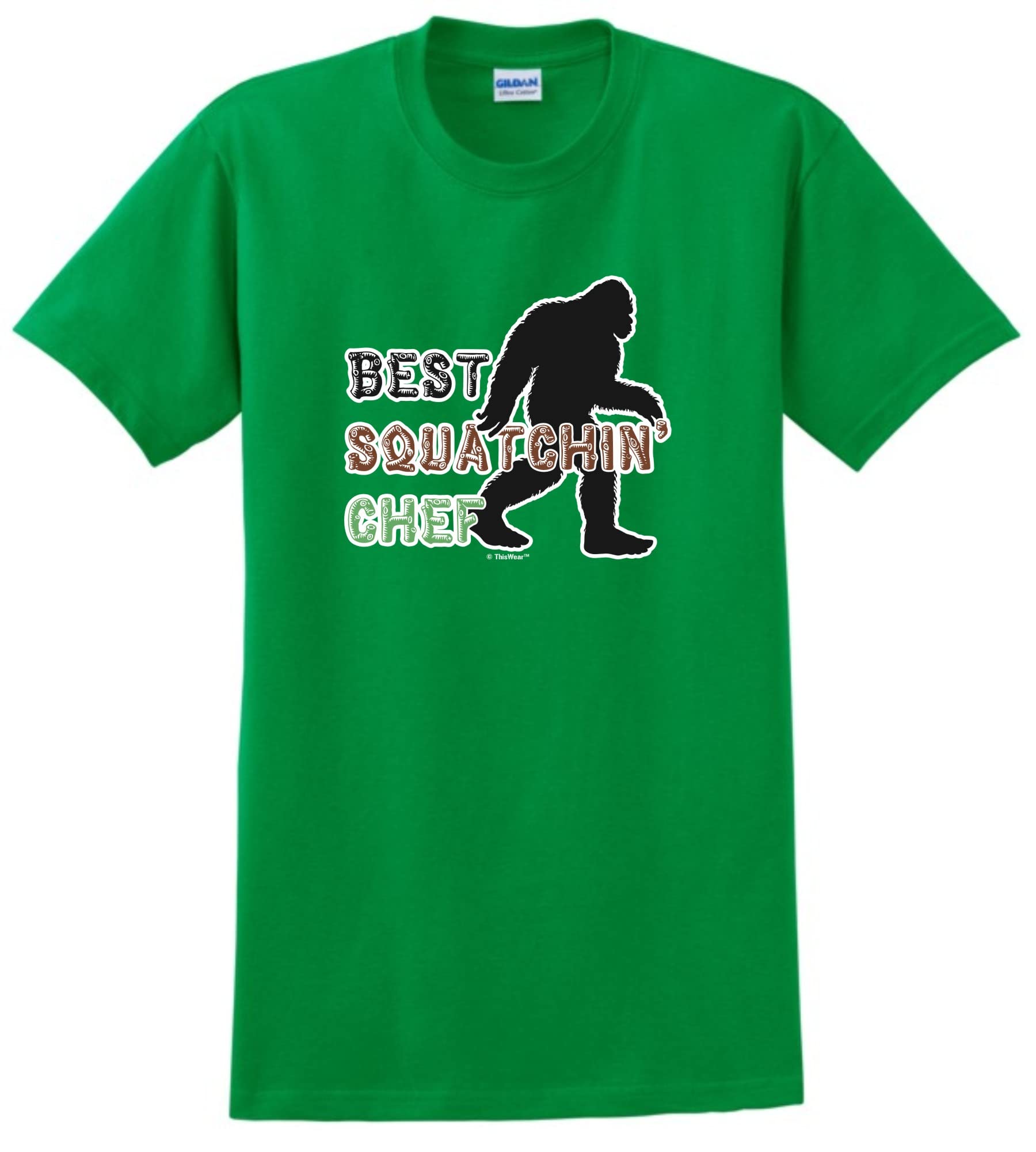 Chef Gifts for Men Best Squatchin Chef Short Sleeve T-Shirt Large Green