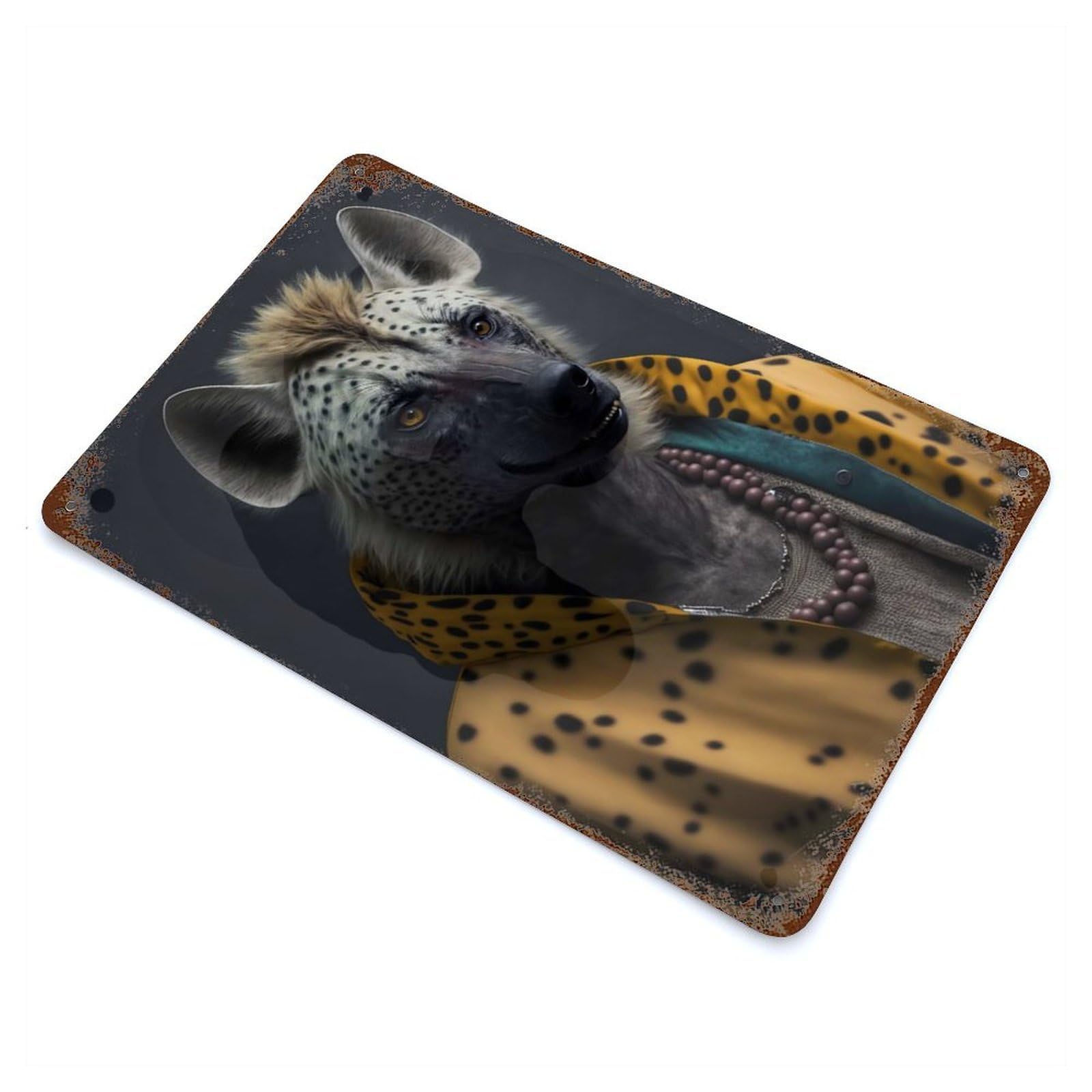 Hyena Wild Animals Rusty Metal Tin Sign 11.8"x7.9", Shabby Chic Decor for Garage, Bar And Workshop Decor
