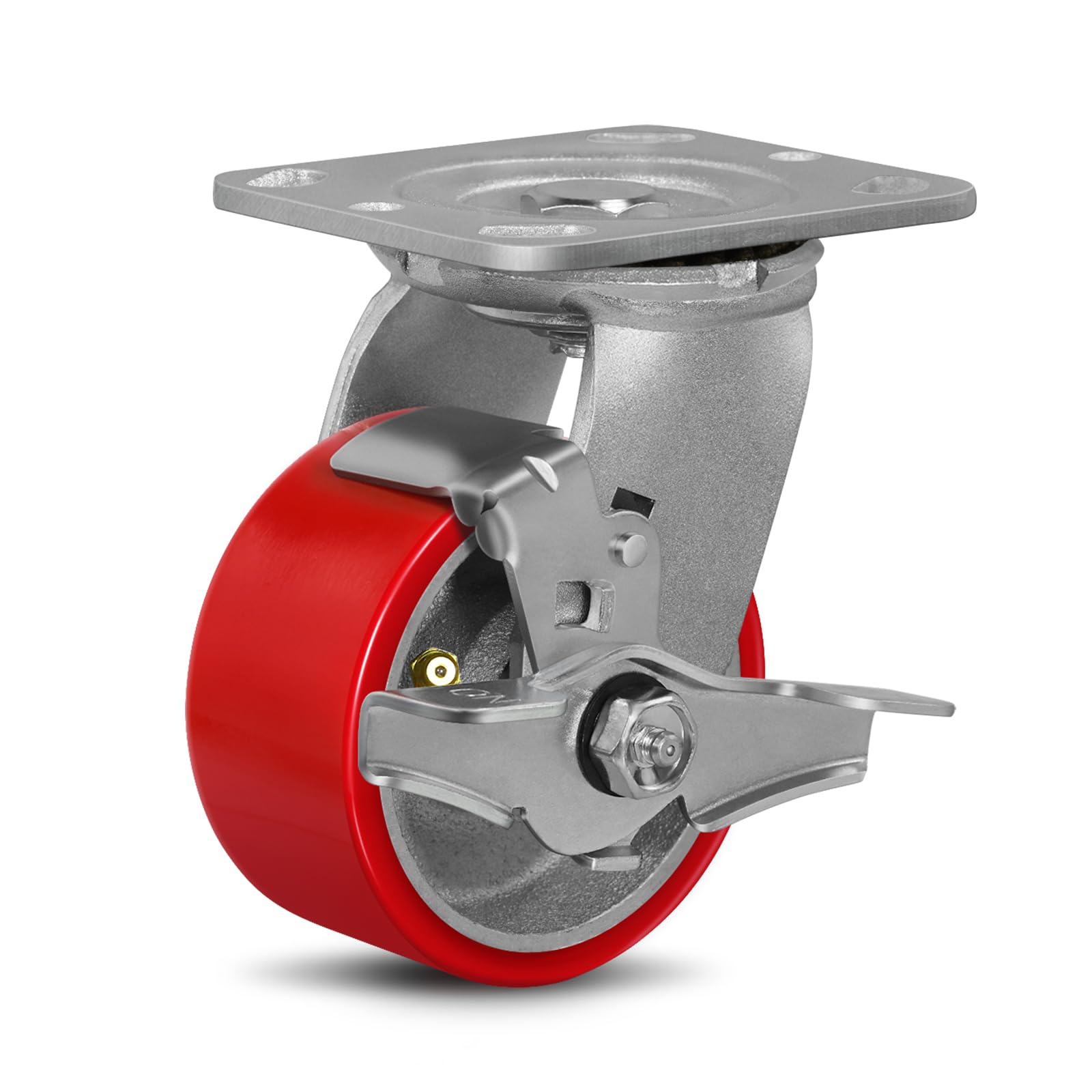 Heavy Duty Plate Casters - 4 Wheels, Brake & Swivel -15