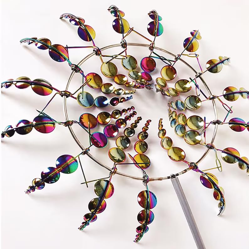 Wind Spinner, Outdoor Metal Windmill Spinner - Yard Art Spinner Wind Catchers Sculpture for Patio, Lawn & Garden Decor，Yard Garden Large Yard Art Kinetic Windmill for Outside, Colourful