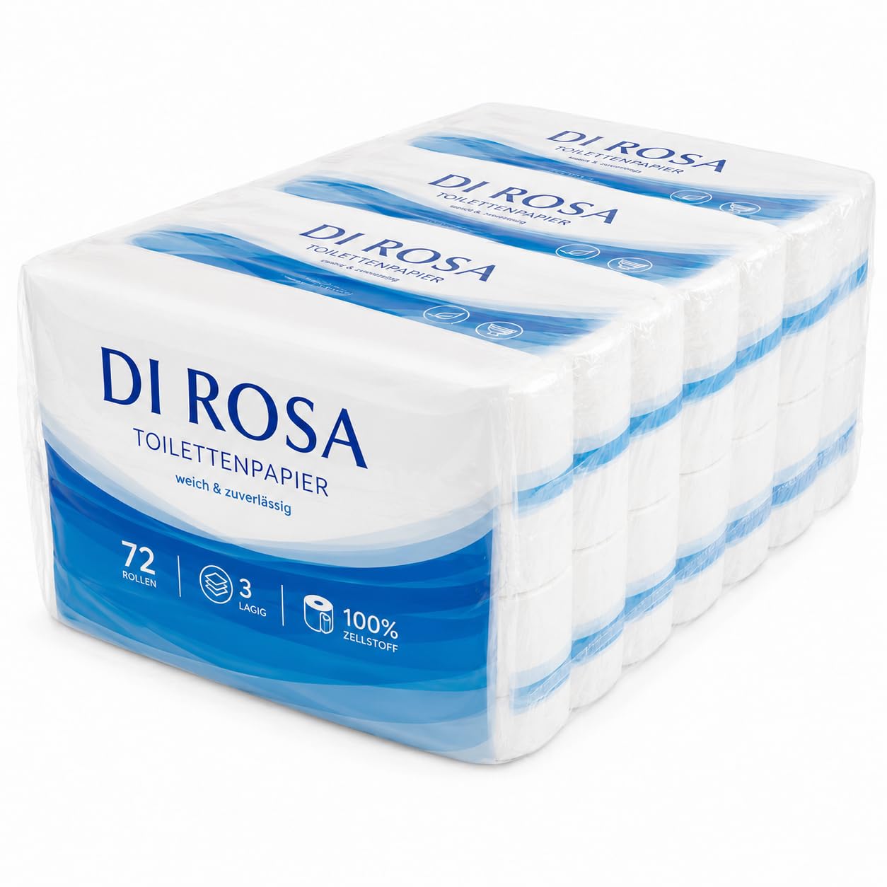 Toilettenpapier 144 Rollen 3-lagig 250 Blatt Zellstoff Großpack XXL