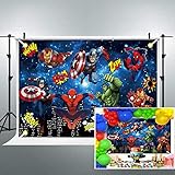 Superhero Party Backdrop, Happy Birthday Marvel Themed Photography Background, Hero Theme Party Supplies Birthday Decorations, 60x40 Inch Super Hero Banner for Boy Girls Kids Adult
