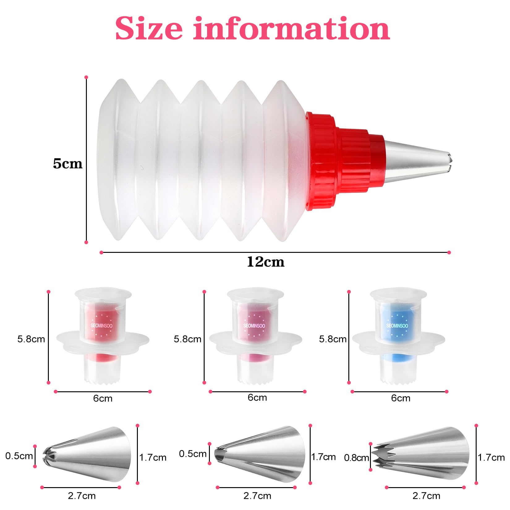 3 szt. Plastikowy przyrząd do usuwania rdzenia ciast, tłoka do babeczek, wtryskiwacz do babeczek, dekorowanie lukru, 3 szt. zestaw dysz ze stali nierdzewnej, narzędzie do dekorowania ciast.