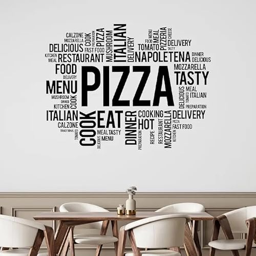 Pizza Wall Decal Pizzeria Words Cloud Italian Restaurant Decor Fast Food Delivery Decor Window Art Vinyl Stickers Mural L 74x56cm