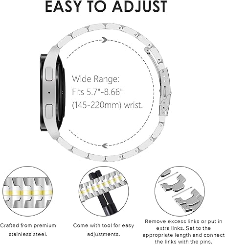 Miniatura 5 de Correa sin huecos compatible con Samsung Galaxy Watch 654 Band 1.575 in1.732 in Galaxy Watch 64 Classic Band 4243471.811 in Galaxy Watch 5 Pro 1.772