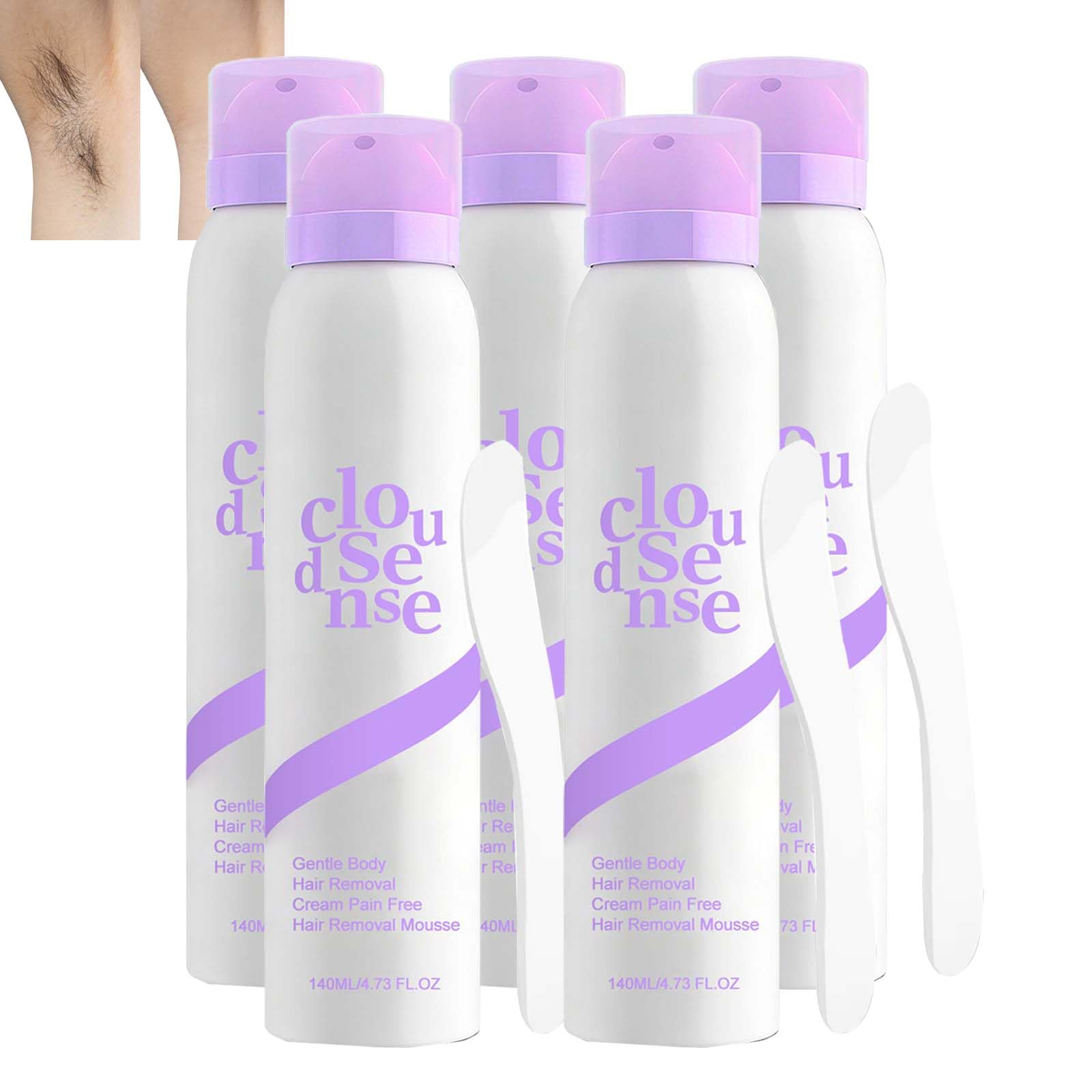 Gładka pianka do usuwania włosów, Cloud Sense Silky Hair Remover Foam Remover Underarm Back Chest and Legs, nadaje się do wszystkich rodzajów skóry, bez bólu, do usuwania włosów, krem nawilżający i