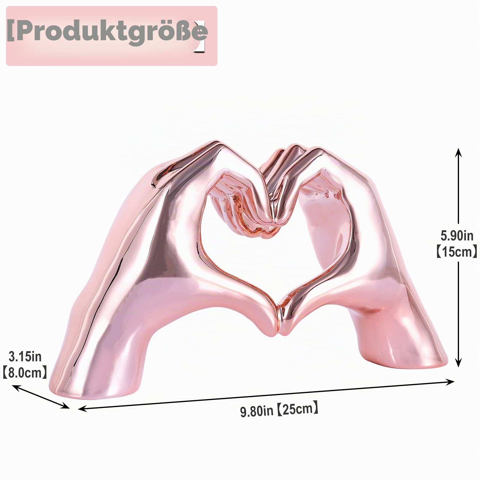 Herz-und-Hand-Skulpturen und -Figuren in Rosa, Hand-und-Herz-Skulpturen für die Wohnungsdekoration, Herz-und-Hand-Deko für Boho-Hochzeitsdekoration, ausgefallene Zimmer, Couchtisch, Büro, Wohnzimmer