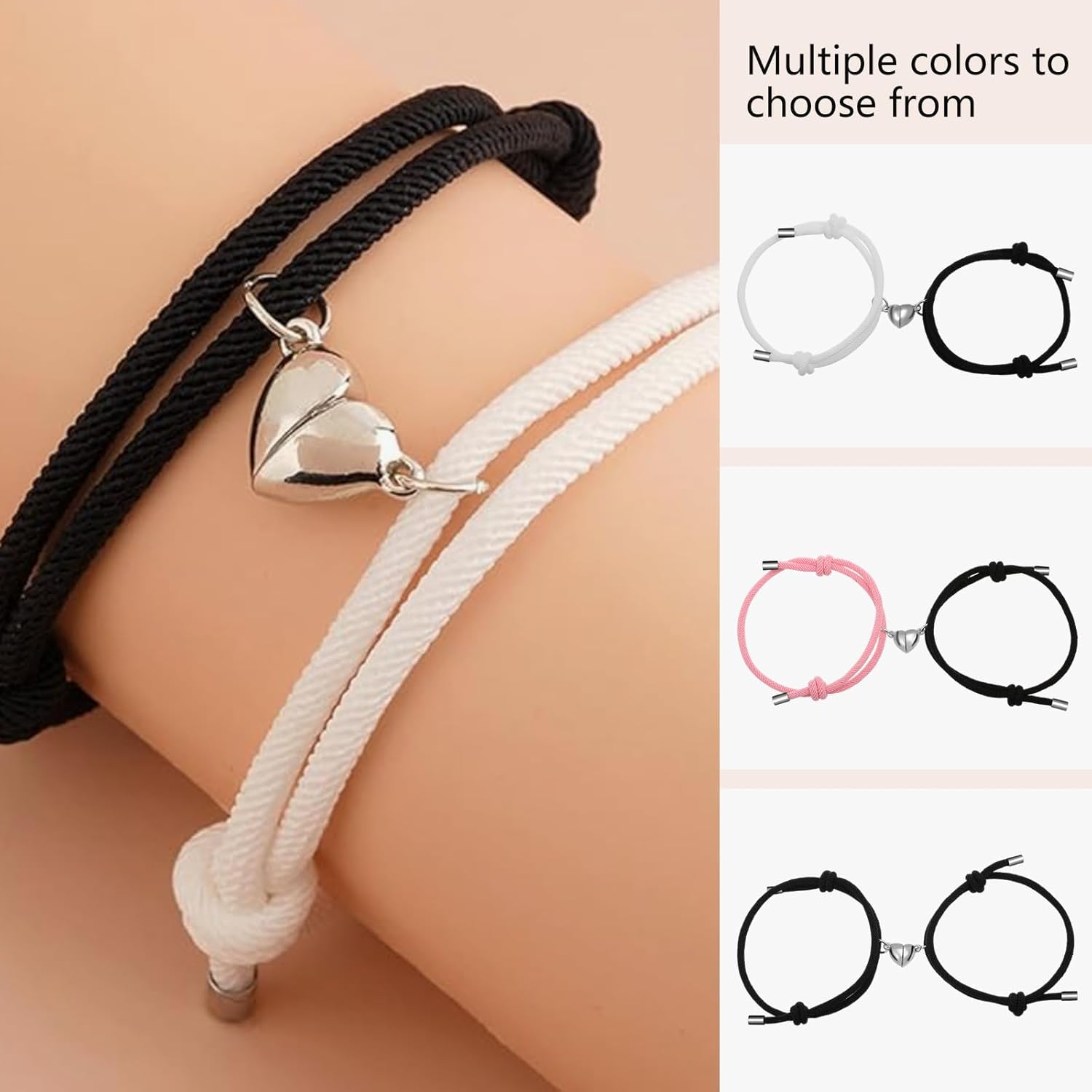 Couples Bracelets for Women Men Matching Heart Bracelets for Couples 2PCS Matching Love Bracelets for Him and Her Bracelets Matching Couple Valentines Gift for Boyfriend Girlfriend - Image 8