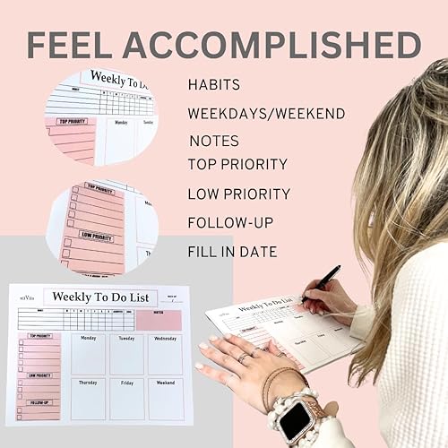 Miniatura 3 de NiiViin Bloc de notas semanal sin fecha, calendario semanal, seguimiento de hábitos, agenda de TDAH para adultos, bloc de lista de tareas
