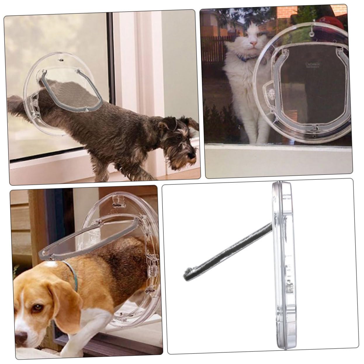 Sosoport Runde Haustiertür aus Kunststoff Regulierbare Katzenklappe Transparente Farbe Abschließbar für Katzen und Kleine Hunde Einfache Installation