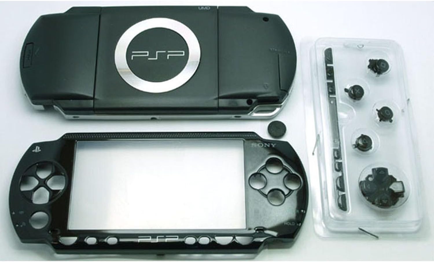 Piano Black - Sony PSP 1000 Full Housing Shell Cover Replacement with Button Set