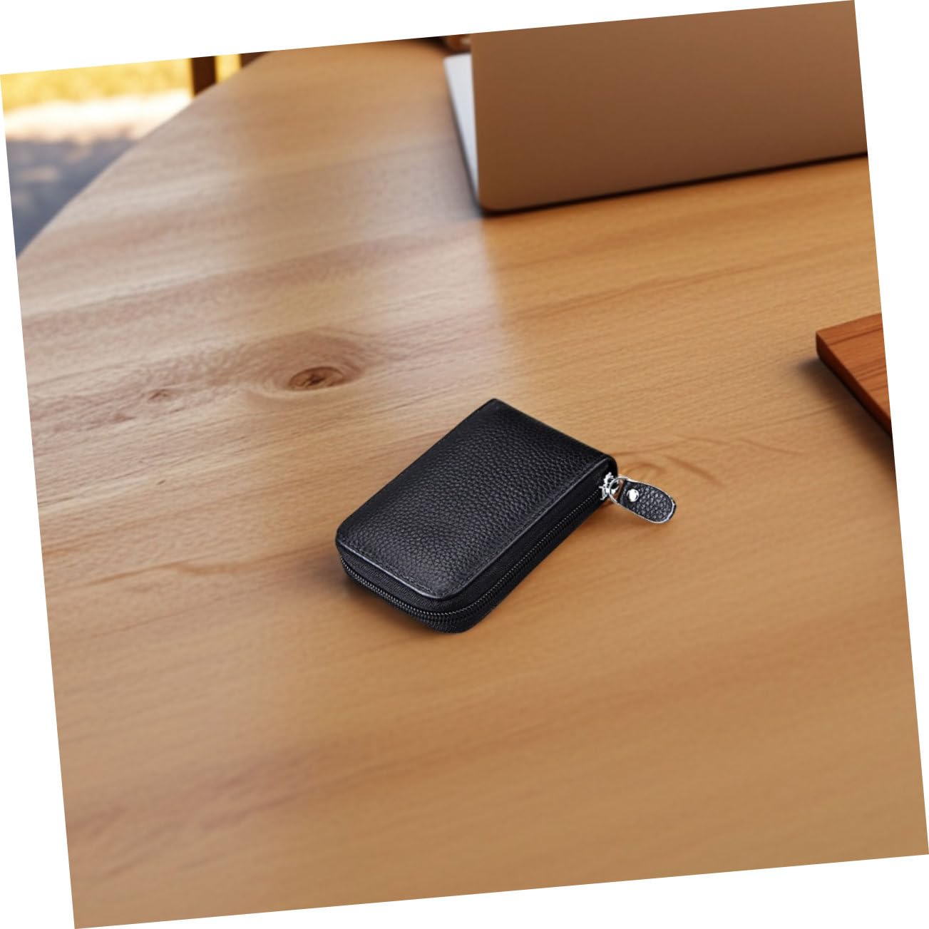 ifundom 2pezzi Porta Carte di Credito in Pelle Sottile di Mucca Organizer per Carte di Credito da Uomo Portafoglio con Cerniera Riutilizzabile e Multiuso