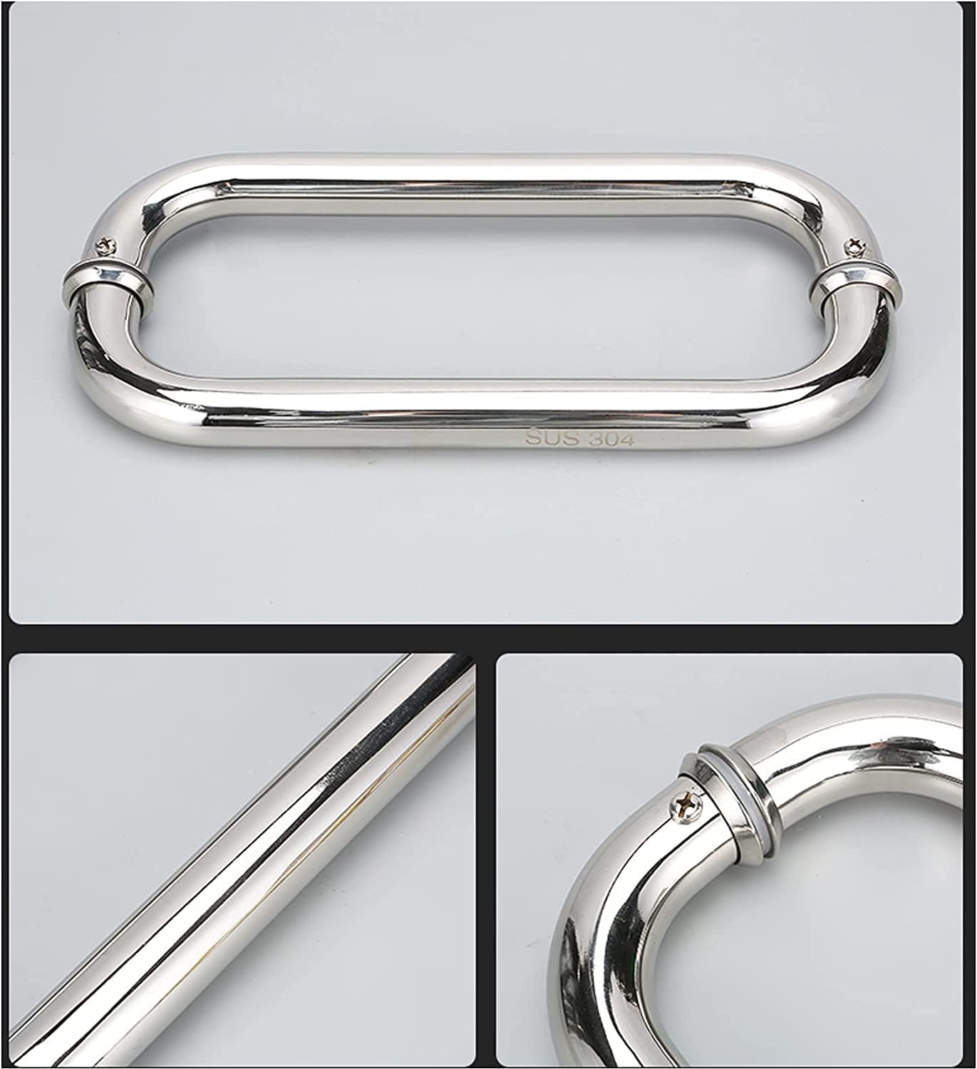 VIGANI Shower Glass Door Handle Pull Handle,Door Handle knob,Replacement Shower Glass Door Handle Stainless Steel Parts,Bathroom Door Knobs Pull Handle Grab Bar Sets (Size : 440mm) (Size : 575mm)