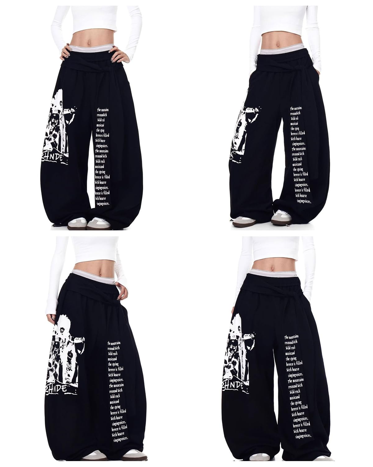 Skateboard Frog Pantaloni Donna Gamba Curva Stampa di Personaggi Streetwear