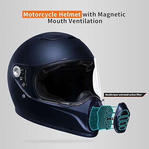 Miniatura 4 de Casco de motocicleta, casco de motocross de cara completa aprobado por puntos con doble filtro de carbón activado y ranura para auriculares