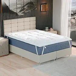 Pillow Top Casal Queen King Size Solteiro Fibra De Silicone 400 Fios Protetor Toque Macio Aveludado (Queen)