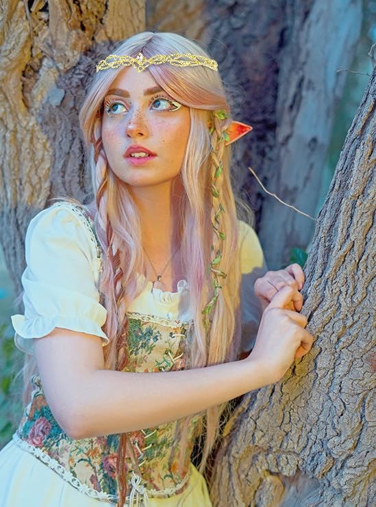 ANBALA Rhinestone Fairy Crown for Women Crystal Elf Crown Silver/Gold Circlet Costume Headwear for Men Renaissance Headpiece for Birthday Party Cosplay Halloween - Image 5