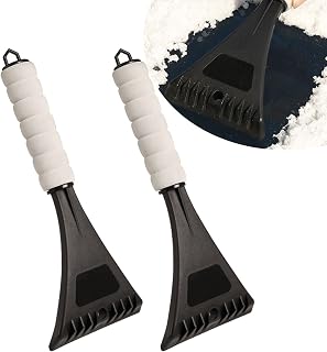 Snow Brush Ice Scraper for Car Suitable Windshield Snow Removal Tool with 32mm Grip, Comfortable Ice Scraper & Snow Brush for Winter, Effortless Clear Snow Ice Frost from Window (Black 2PC)