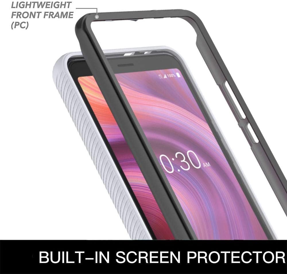 ONOLA Designed for Alcatel 3v 2019 Case,Three Defense Built-in Screen Protector Crystal Clear Slim Fit Full Body Shockproof Cover for Alcatel 3v 2019 Phone (White)